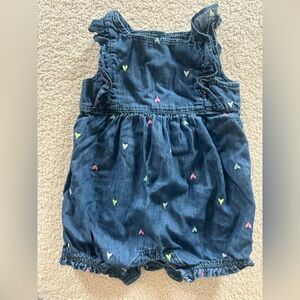 GAP Denim Blue Kids Romper with Colorful Heart Accents
